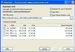 Disk2VHDで物理環境のデータをVHD化する