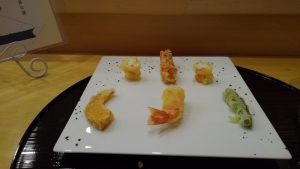 海老と野菜の天ぷらの輪陣形
