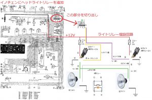 ヘッドライトリレーの追加回路