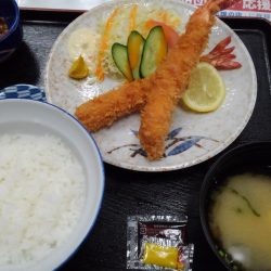 特大エビフライ定食を食す