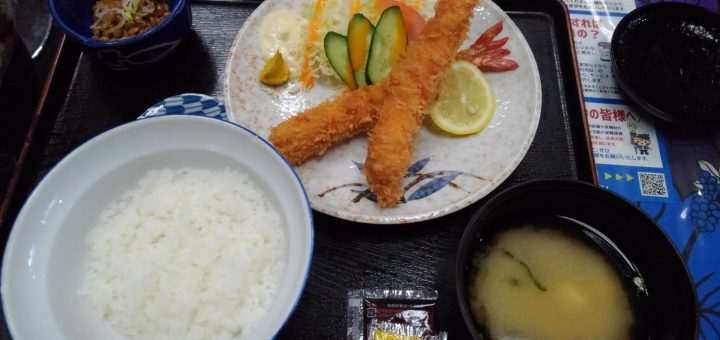 特大エビフライ定食を食す