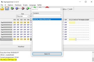 ch341bのWriterで,93c46を認識させたところ。