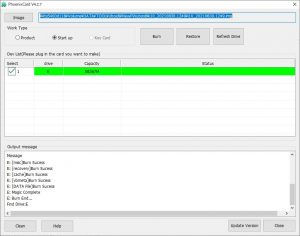 PhoenixCard_v4.2.7でuBIOX8のFWをeMMCに書込み完了