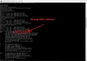 MAC addressをADBでも確認したけどおかしい