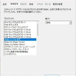 Intelのドライバーを入れた時の詳細設定一覧。WOL系の設定が増える