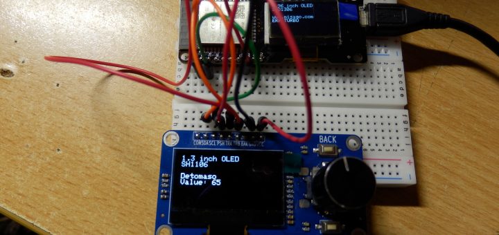 1.3インチのOLEDとロータリーエンコーダのボードがあったので、動作確認してみた。