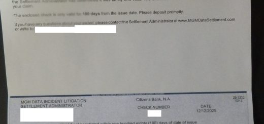 $59.34の小切手が届いた。しかし有効期限は半年