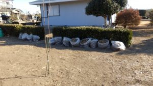 前回、濡れていたから乾かす目的で外に置いていたものは凍っていた