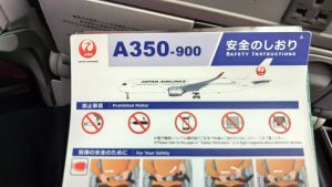 乗った飛行機はA350-900の大きいやつ。しかも、一番後ろのシートだった。