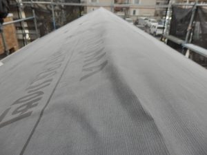 防水シートが張られたところ