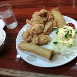 藤岡の草刈りを実施した 天山が春雨を始めた。あとから揚げ